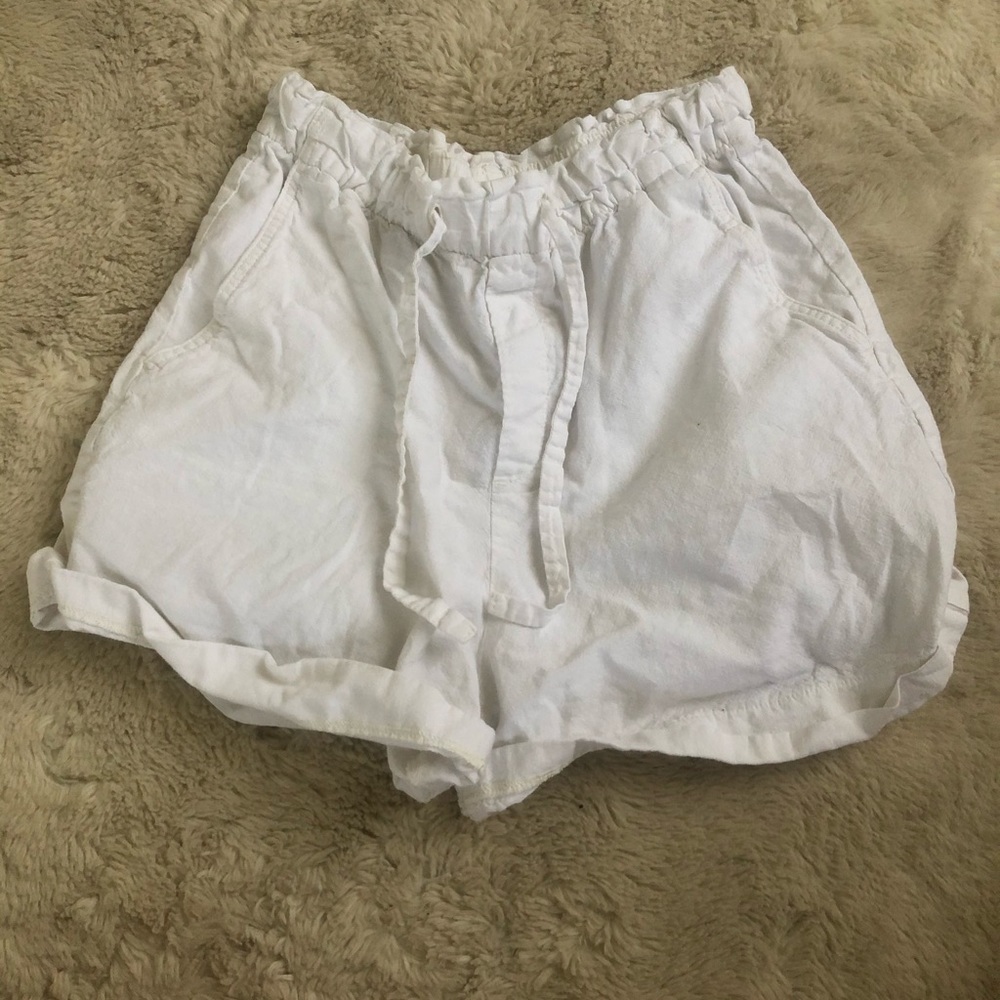 high waisted paper bag shorts